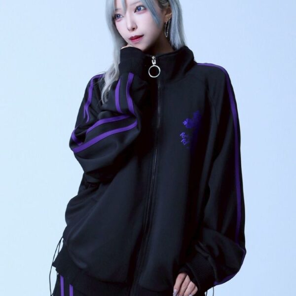 Foil Print Shirring Track Jacket