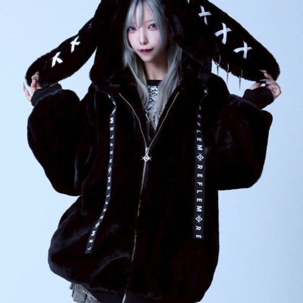 Rabbit Ear Fur Zip-Up Hoodie
