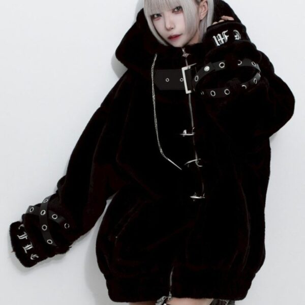 Belted High Neck Fur Parka