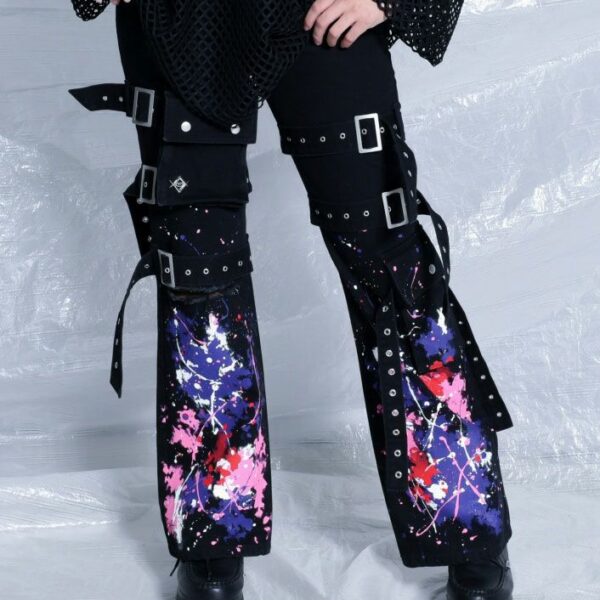 Flared Silhouette Cargo Pants with Painted Belt