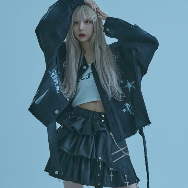 Cropped Twill Denim Jacket