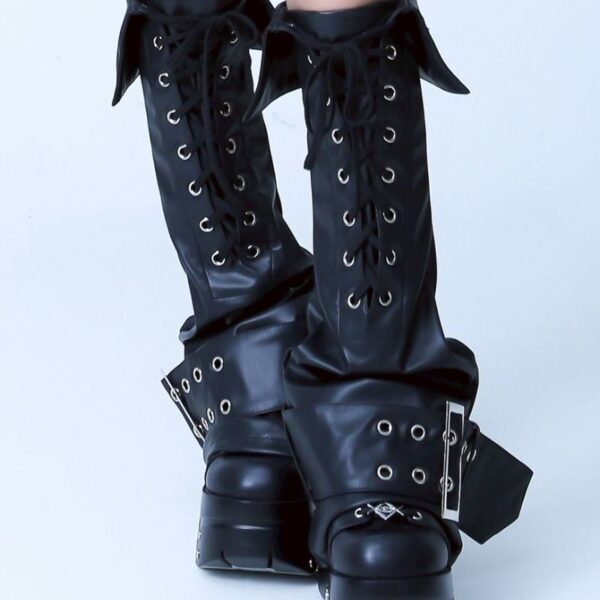 PU Leather Lace-Up Leg Cover