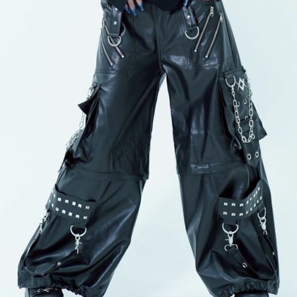 2-Way Wide Bondage PU Leather Pants