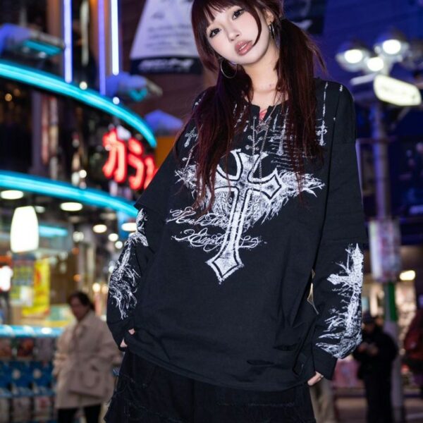 Grunge Layered Long Sleeve T-shirt