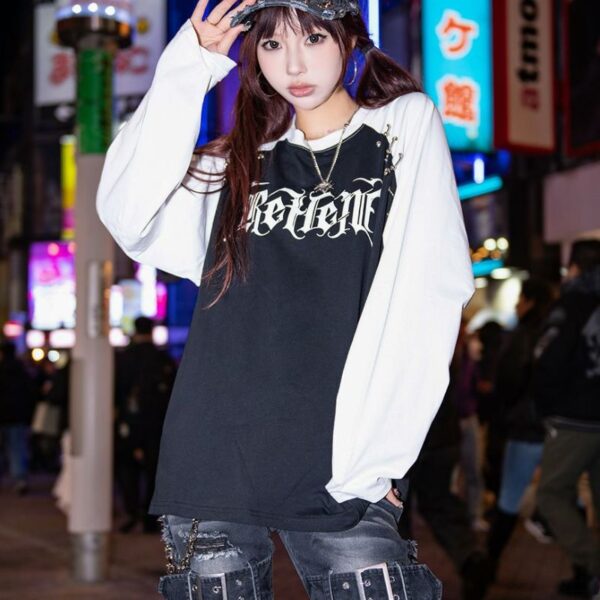 Raglan Pierced Long T-shirt