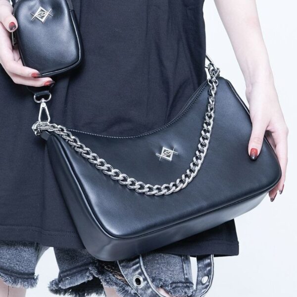 PU Leather 2-Way Body Bag with Original Charm and Chain Design