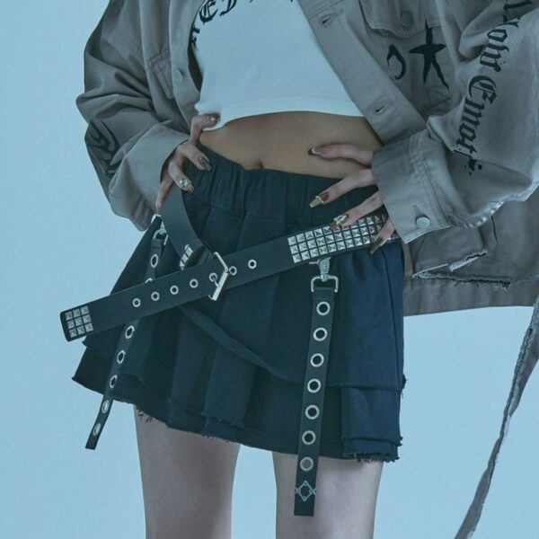 Studded Belted Frill Skirt