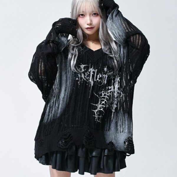 Spray-Print Long Sleeve Knit