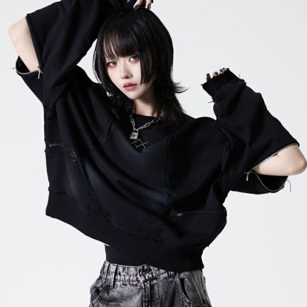 Pullover Sweatshirt with Mesh Detailing