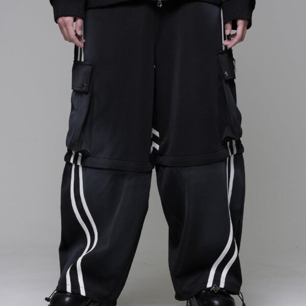 2-Way Distressed Cargo Wide Jersey Pants
