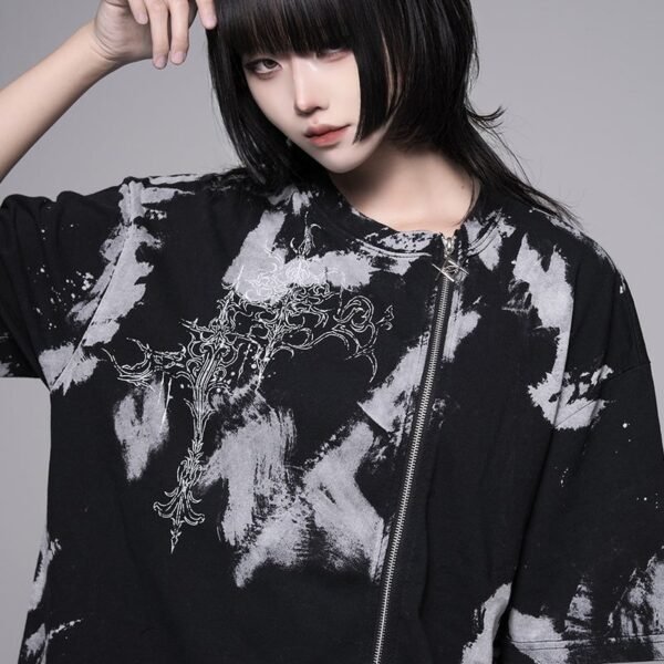 Zip-Design Short-Sleeve T-Shirt