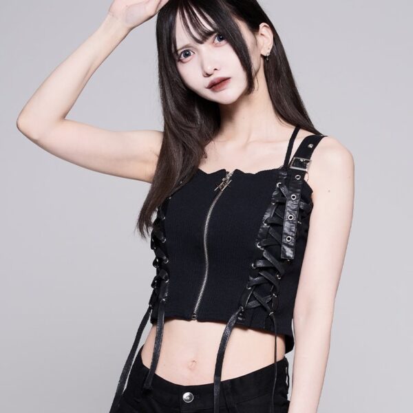 REFLEM Lace-up Ribbed Zip Bustier