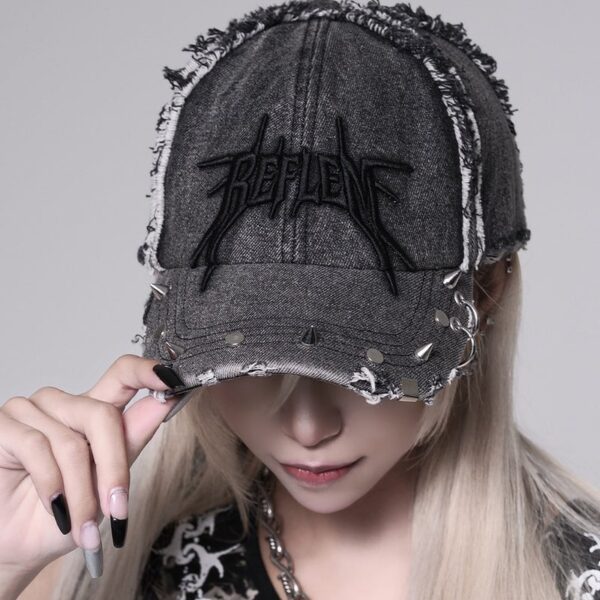 Spike Studded Denim Cap